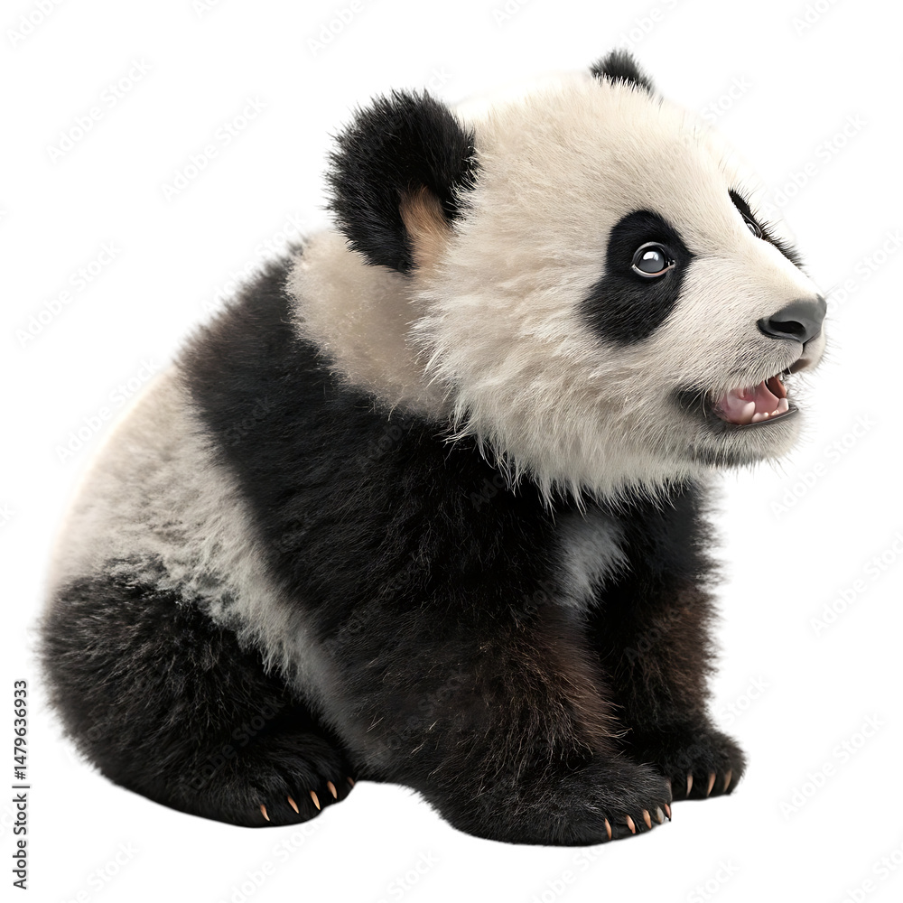 Naklejka premium giant panda eating bamboo isolated on transparent background