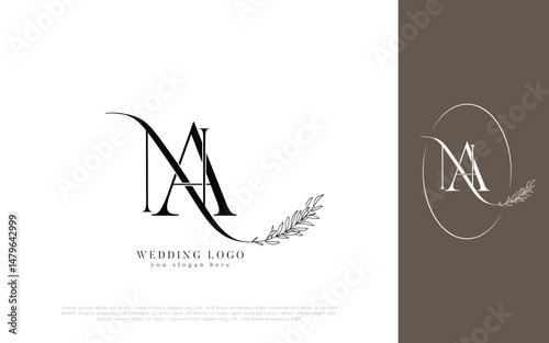 Elegant NA Monogram Wedding Logo with Floral Wreath