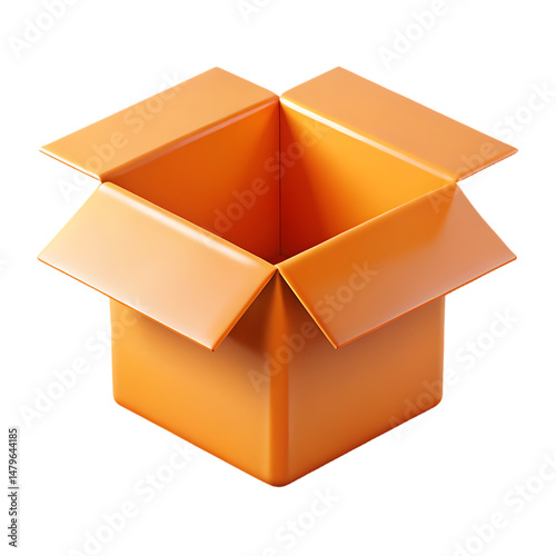 3D Rendered Open Orange Box on Transparent Background