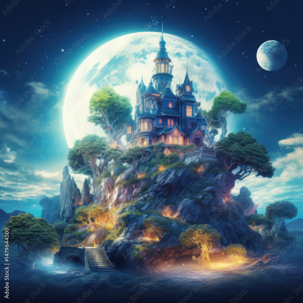 Obraz premium Fantasy castle on floating island