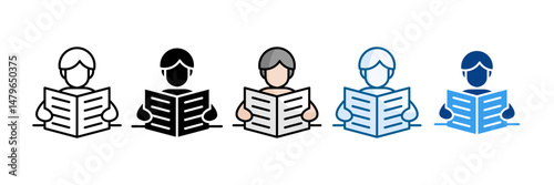 Reading Icon Set Multiple Style Collection