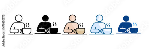 Drinking Tea Icon Set Multiple Style Collection