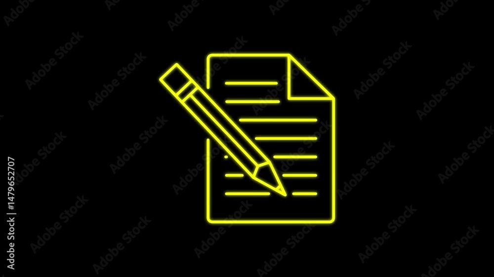 Document icon with pen sign animation. Documents checklist with a pen icon isolated. five line , Documents list icon, Business Documents icon isolated .