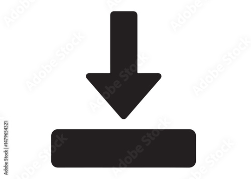 Download icon vector logo silhouette, download icon logo silhouette, download tray with arrow icon, vector download black color vector silhouette illustration isolated on white background