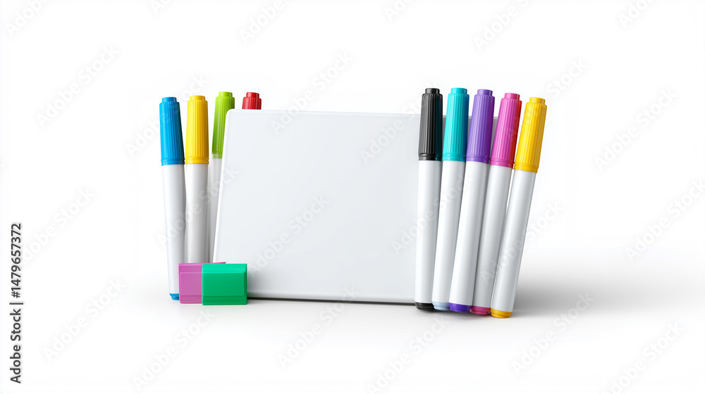 Fototapeta premium Colorful Markers with Small Whiteboard for Creative Learning