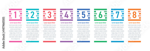 infographic template with eight options. numeric infographic template. infographic template for business, education, annual report, magazine
