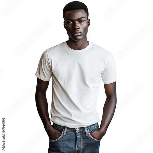 portrait of a young man on transparent png background