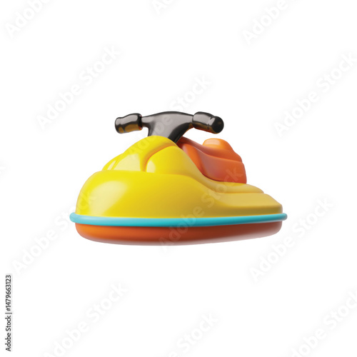 3d jet ski icon in yellow. Vehicle For recreation and extreme sports.