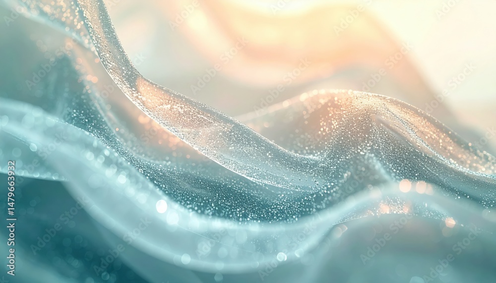 Obraz premium Flowing abstract waves in oceanic tones underwater scene digital art serene environment close-up view tranquility concept