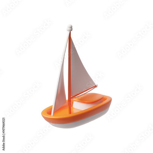 3d sailing yacht icon, vector illustration. Vehicle for transportation.