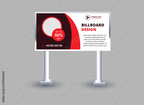 Billboard Template Design Outdoor Advertising Red Vector Illustration