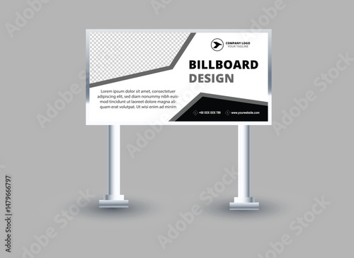 Billboard Template Design Outdoor Advertising Black Vector Illustration