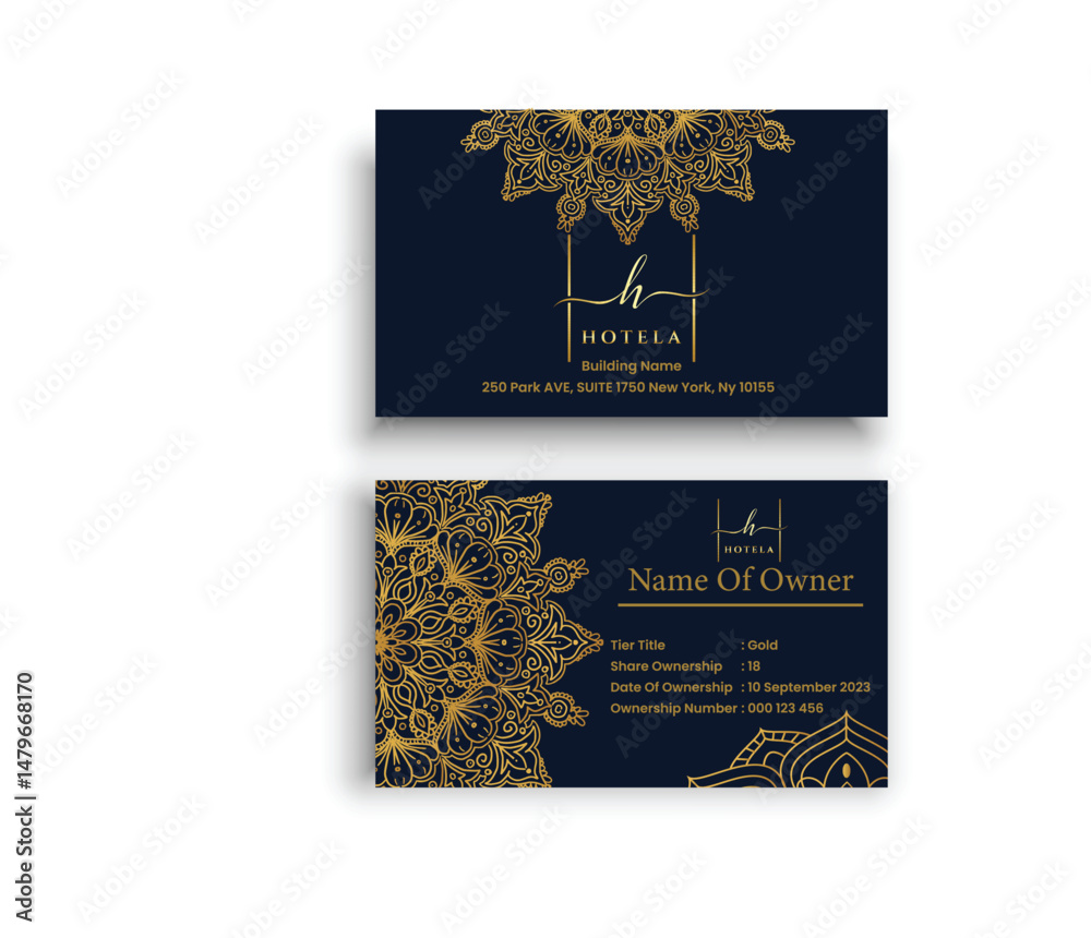 Naklejka premium Decorative premium black and gold business card