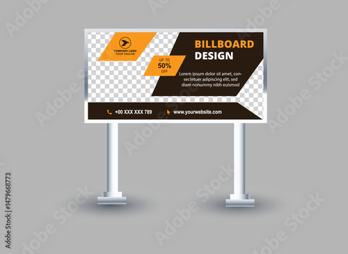 Billboard Template Design Brown Outdoor advertising Vector Illustration