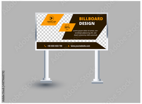 Billboard Template Design Brown Outdoor advertising Vector Illustration