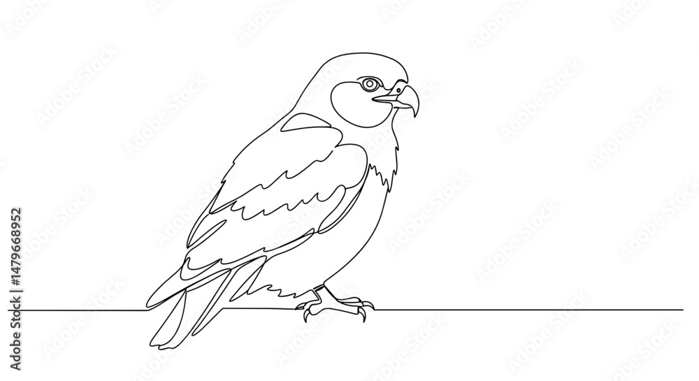 Fototapeta premium Outline illustration of a bird sitting on a branch 