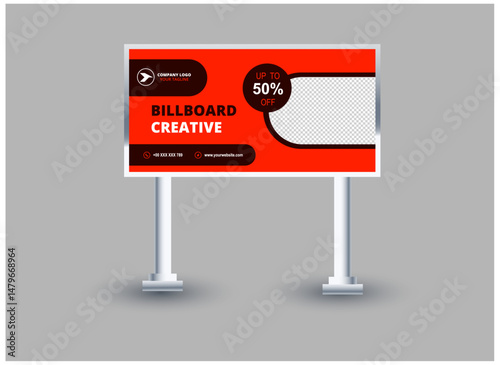 Billboard Template Design Brown And Orange Outdoor advertising Vector Illustration