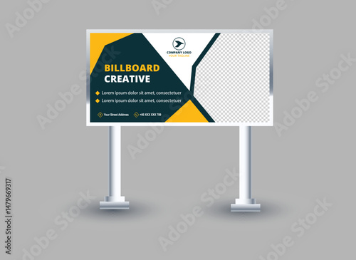 Billboard Template Design Green And Yellow Outdoor advertising Vector Illustration