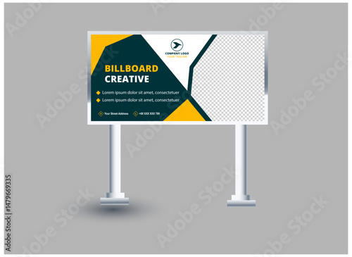 Billboard Template Design Green And Yellow Outdoor advertising Vector Illustration