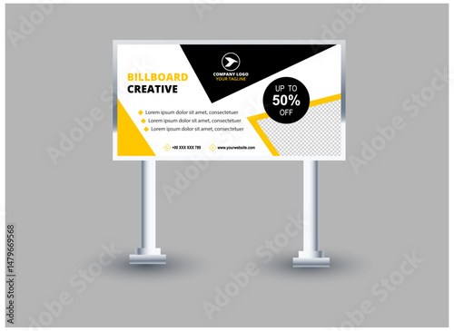Billboard Design Template Black And Yellow Outdoor advertising Vector Illustration
