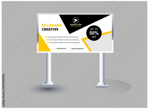 Billboard Design Template Black And Yellow Outdoor advertising Vector Illustration
