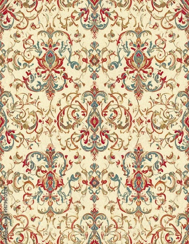 vintage pattern, art nouveau 1890 Paisley, seamless wallpaper background texture 