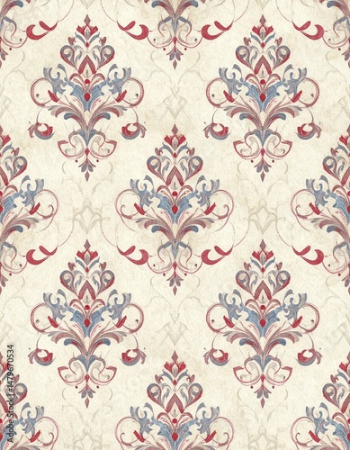 vintage pattern, art nouveau 1890 Paisley, seamless wallpaper background texture 