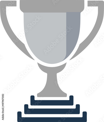 Silver Trophy Cup Flat Icon for Winner and Achievement Recognition	