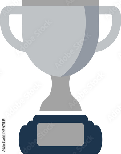 Silver Trophy Cup Flat Icon for Winner and Achievement Recognition	
