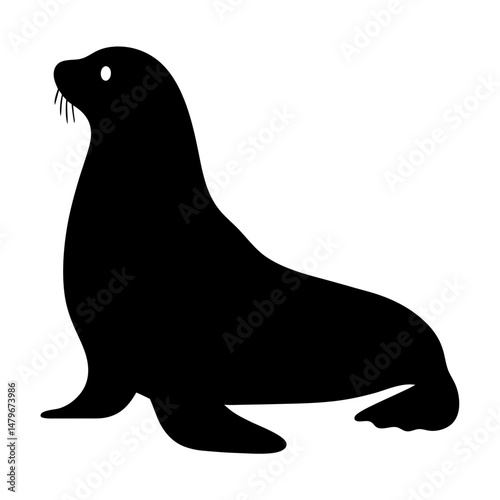 seal animal black silhouette icon - designs for jungle animals seal Safaris, wildlife, rainforest, vector on a white transparent.