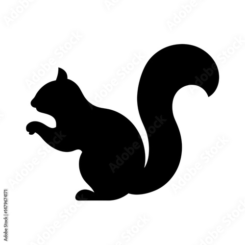 squirrel animal black silhouette icon - designs for jungle animals squirrel Safaris, wildlife, rainforest, vector on a white transparent.