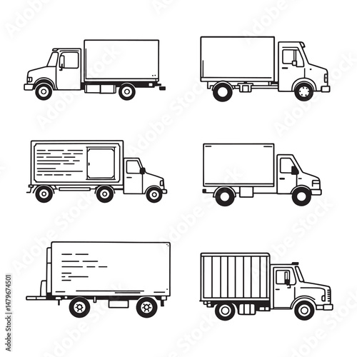 minimalist line art box truck illustration