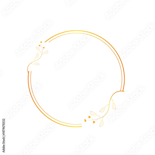 Golden Floral Frame Vector Simple For Wedding Element