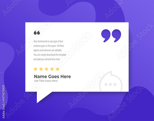 Creative Testimonial templates, Empty speech bubbles, What our Clients Say, Quote, Review, Feedback, Infographic Template, Label, editable text box layout, recommendation note
