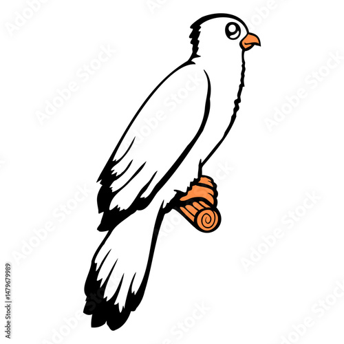 Bird sitting cute cage branch sweet pet parrot fun Isolated Vector Graphic Design Illustration
