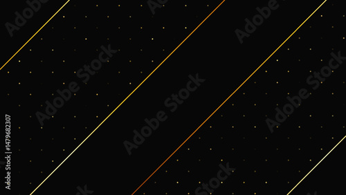 Dark background with golden lines and glittering dots