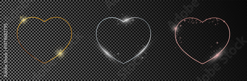 Set of three heart shape frames