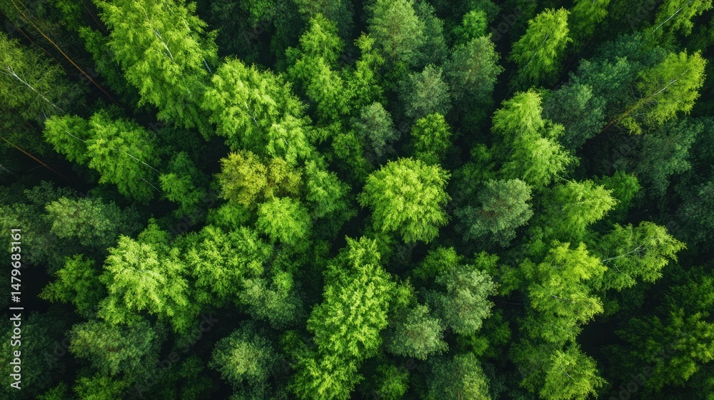 Aerial view of dense, lush evergreen forest canopy Aerial view of dense, lush evergreen forest canopy