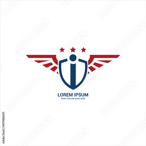 Shield emblem vector with stars logo icon design.
