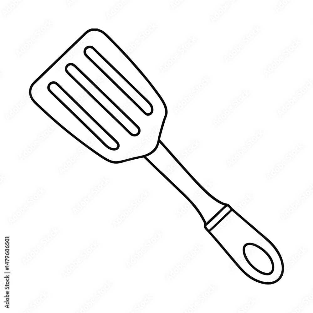 Simple black and white illustration of a spatula. Simple black and white illustration of a spatula.