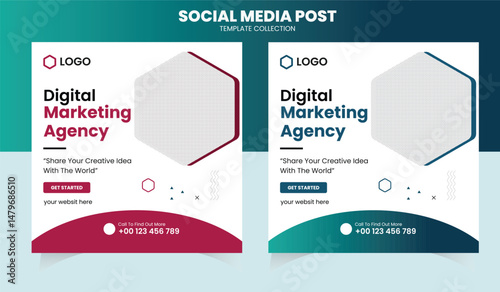 Digital marketing corporate social media and agency banner or instagram post template