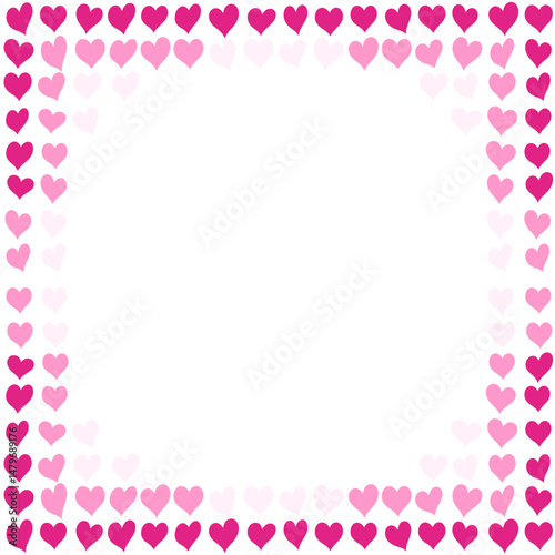 Set of pink heart vector shapes in frame pattern, love letter, romantic frame