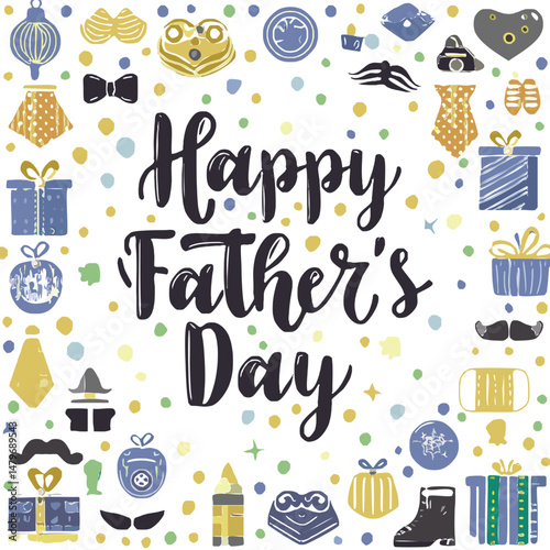 Hand-lettered “Happy Father’s Day” with stylish decorations and calligraphy. Perfect for greeting cards, posters, social media, and celebration designs honoring dads.