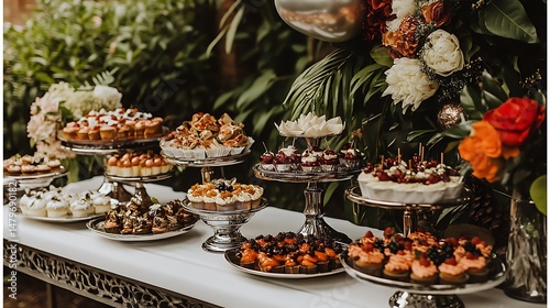 Elegant dessert buffet with various treats photo
