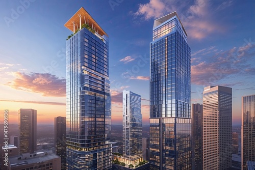 Dynamic Urban Skyscrapers Radiating Workplace Vitality and Innovative Design