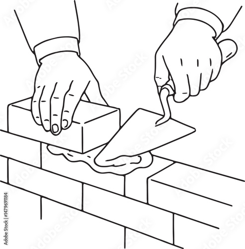 Construction worker laying bricks vector