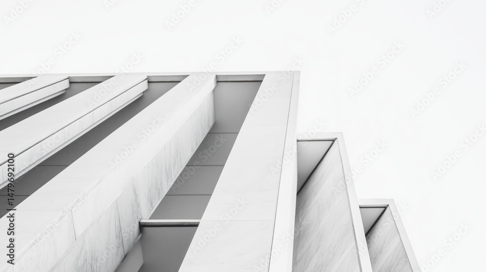 Obraz premium Minimalist White Marble Column Facade