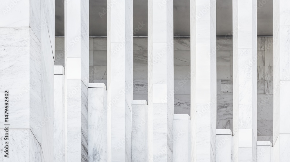 Obraz premium Minimalist White Marble Column Facade