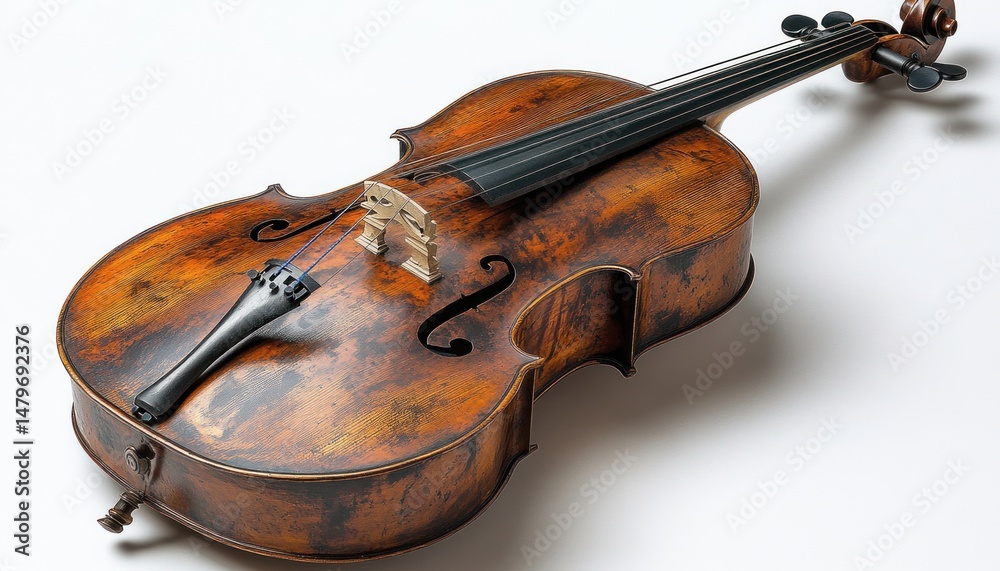 Fototapeta premium Vintage Cello on White Background