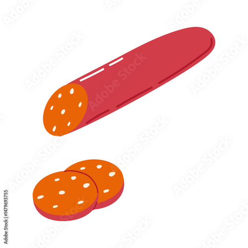 Sliced salami on a white background showcasing vibrant colors and textures
